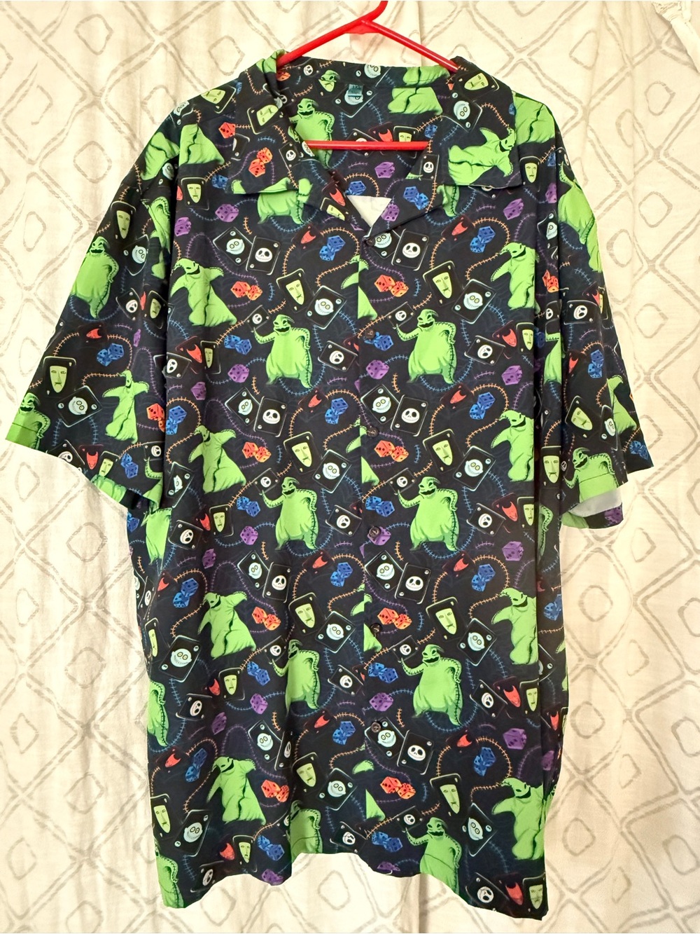 Men's Short-Sleeve Button-Down Shirt — Oogie Boogie Inspired Print
